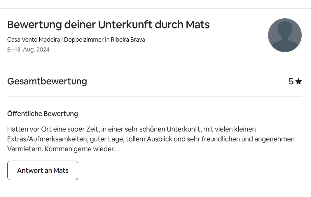 Rating, Rückmeldung Gästezimmer